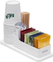 Мини-органайзер для чайных пакетиков, стаканов и порционных продуктов, 2-х секционный, белый HOGA-TEAP2WH